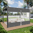 Bâche terrasse PVC à fenêtre transparente et fermeture éclair, noir ou gris, 3 tailles