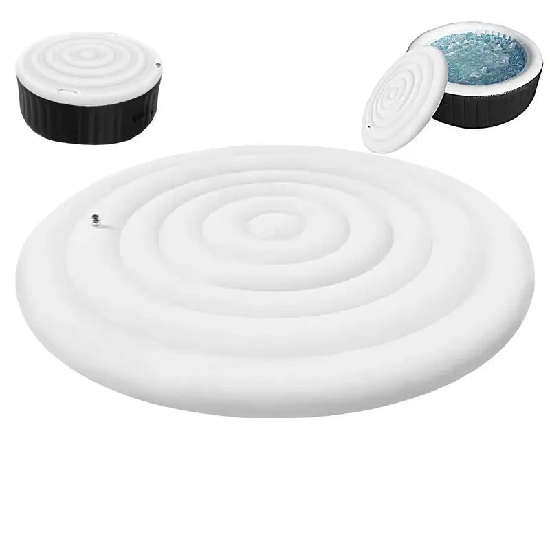 Couvercle gonflable blanc pour spa rond 145 cm, isolant, avec deux poignées