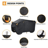 Housse quad imperméable en polyester 190T, anti-UV, noire, bandes réfléchissantes, tailles L à XXXL