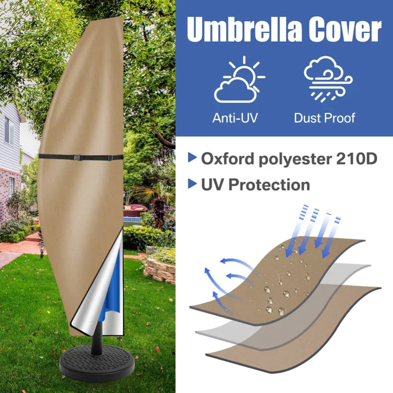 Housse parasol déporté imperméable Oxford 210D avec tige, 4 coloris, 205 à 280 cm