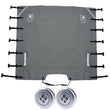 Housse de remorquage avant pour caravane avec 2 lampes LED, Oxford 210D argenté, 220 x 175 cm