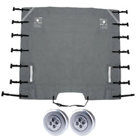 Housse de remorquage avant pour caravane avec 2 lampes LED, Oxford 210D argenté, 220 x 175 cm