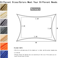 Voile d'ombrage rectangulaire ou carrée anti-UV en Oxford, de 2 x 2 à 6 x 4 m