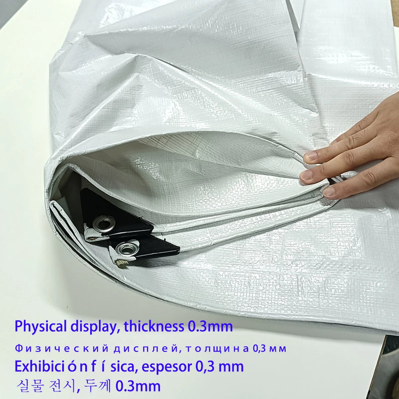 Bâche blanche imperméable en polyéthylène 0,3 mm, abri solaire et jardin, 19 tailles