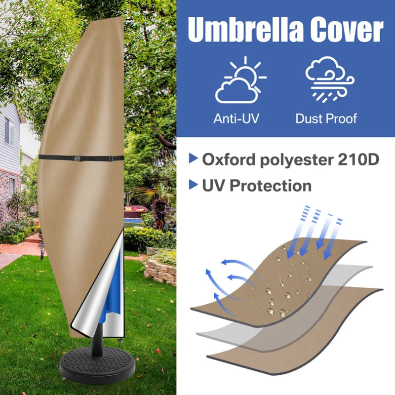 Housse parasol droit ou déporté Oxford 210D imperméable avec tige, 4 coloris, 170 à 280 cm