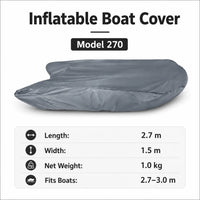 Housse bateau gonflable Oxford 420D imperméable anti-UV grise, 4 tailles de 2,7 à 4,5 m