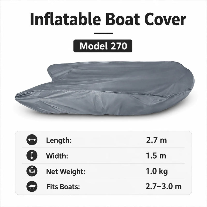 Housse bateau gonflable Oxford 420D imperméable anti-UV grise, 4 tailles de 2,7 à 4,5 m