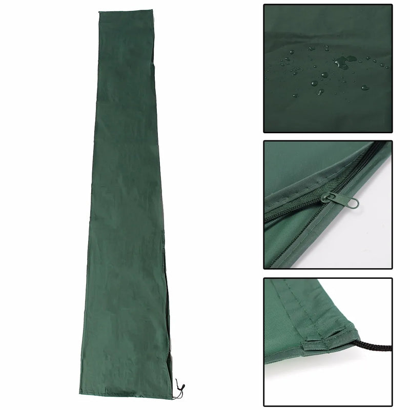 Housse de parasol droit verte imperméable avec fermeture éclair et cordon, 190 x 96 cm