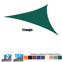 Voile d'ombrage triangulaire, carré ou rectangulaire en polyester 185 g/m², anti-UV, 17 tailles