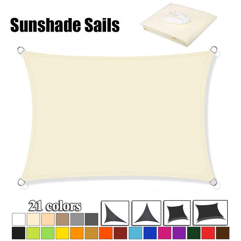 Voile d'ombrage carré et rectangulaire en polyester Oxford 420D, anti-UV, 11 tailles, 21 coloris