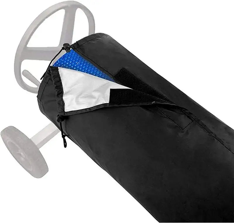 Housse enrouleur bâche solaire piscine noire, cordon de serrage, 16 à 20 pieds, 495 à 610 cm