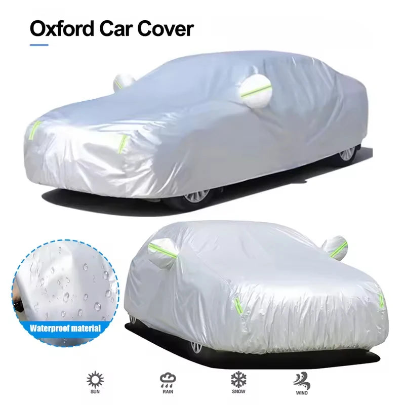 Housse voiture pour Kia K5, Oxford argentée, imperméable, anti-poussière, bandes réfléchissantes
