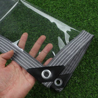 Bâche PVC transparente 0,35 mm à œillets, bordure colorée, 37 tailles
