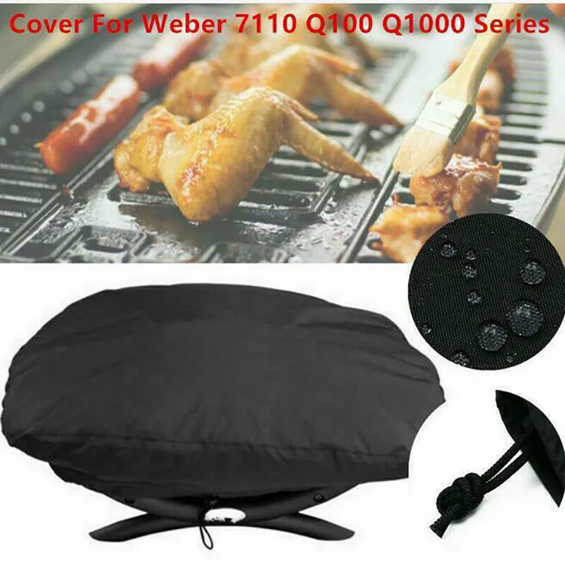 Housse barbecue pour Weber Q1000, polyester noir imperméable 68 x 44 x 32 cm