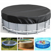 Bâche piscine ronde noire en Oxford 210D à cordon, 6 diamètres de 122 à 457 cm