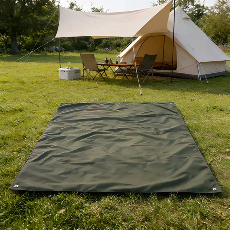 Bâche de sol camping imperméable Oxford à œillets, 3 coloris, 210x90 à 300x290 cm