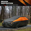 Housse voiture extérieur imperméable 190T noire et orange, berline et SUV
