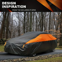 Housse voiture extérieur imperméable 190T noire et orange, berline et SUV