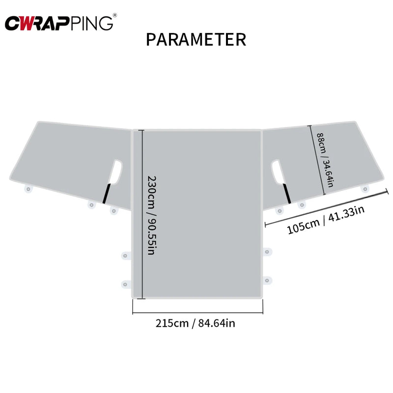 Housse de pare-brise camping-car anti-givre et anti-neige, 5 couches non tissées, 215 x 230 cm