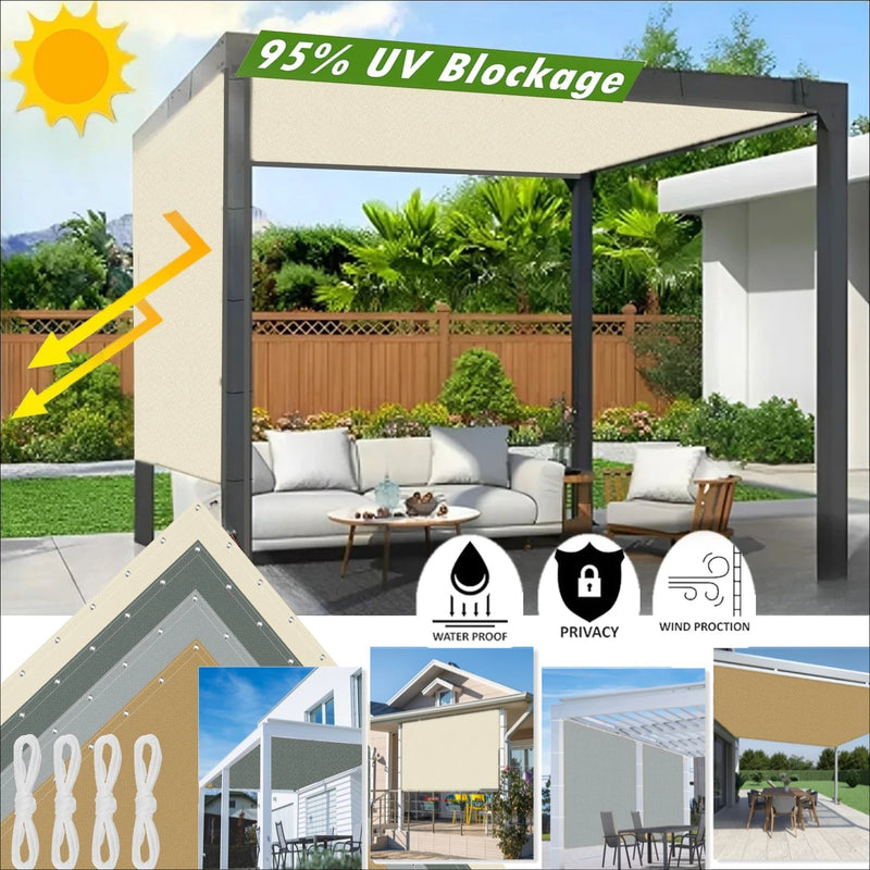 Voile d'ombrage pergola imperméable anti-UV à œillets, 4 coloris, 4 à 20 m²