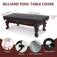 Housse de table de ping-pong repliée ou de billard 7 et 8 ft, polyester noir imperméable