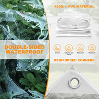 Bâche transparente terrasse en PVC 420 g/m² avec fermeture éclair et œillets, 8 tailles