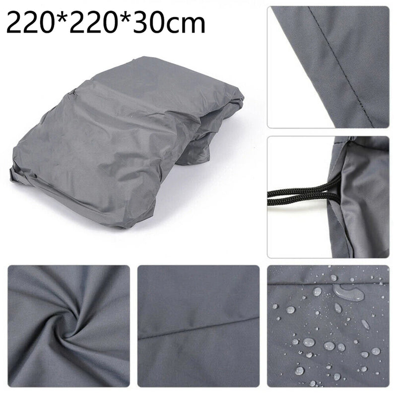 Housse de spa carré imperméable grise, tissu 190T enduit d'argent, 220 x 220 x 30 cm