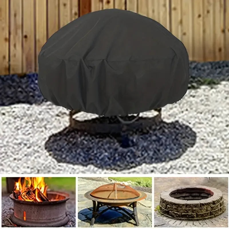 Housse de brasero ronde imperméable à cordon de serrage en polyester, 3 dimensions de 80 à 122 cm