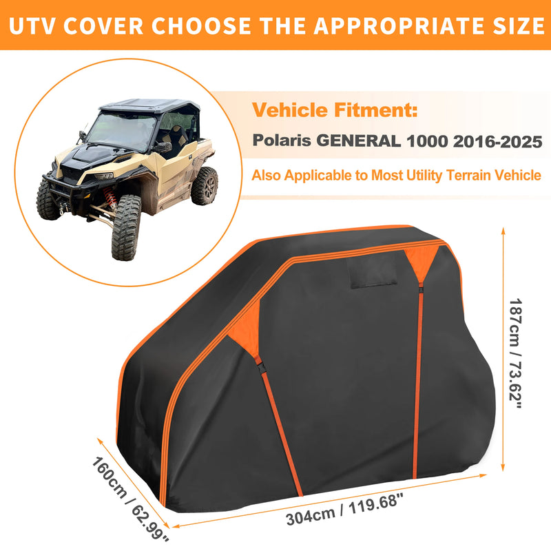 Housse UTV pour Polaris General 1000 2016-2025, Oxford 210D-PU imperméable, 304 x 160 x 187 cm