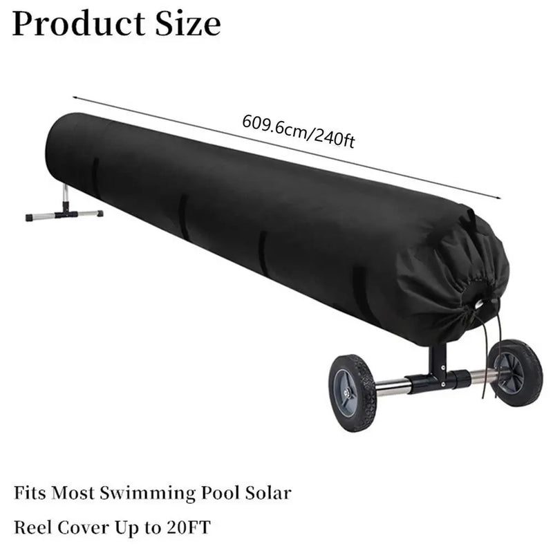 Housse enrouleur bâche solaire piscine en Oxford 420D, revêtement PU argenté, 490 à 610 cm
