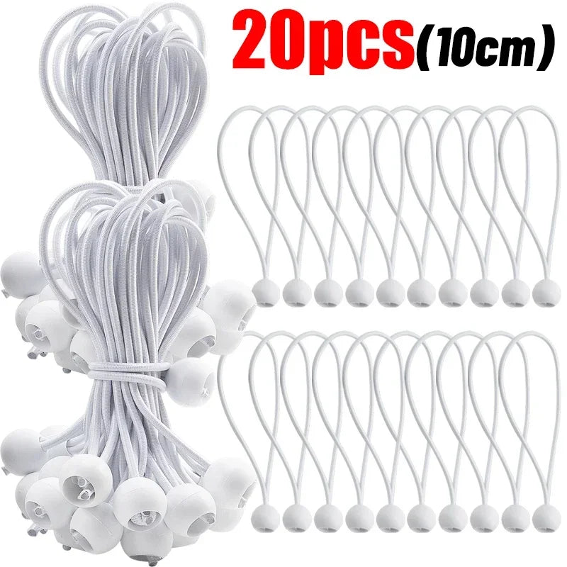 Sandows à boule blancs pour bâche, auvent et toile d'ombrage, 10 à 20 cm