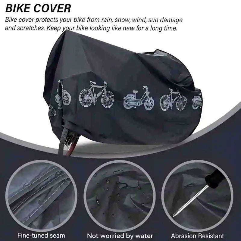 Housse vélo et moto imperméable en polyester, gris ou noir, 200 x 100 cm