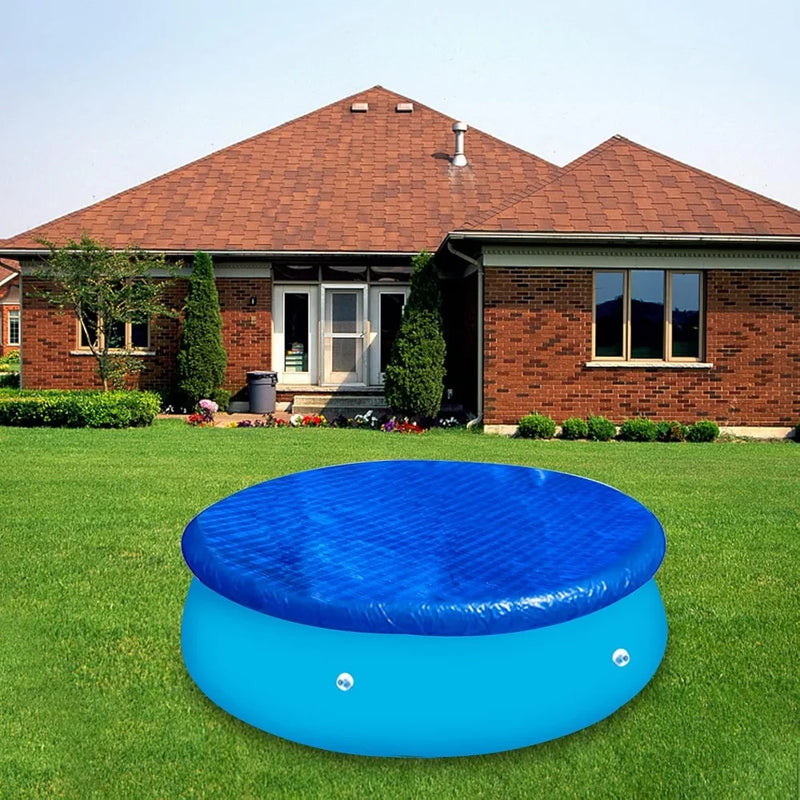 Bâche piscine hors sol ronde en polyéthylène bleu avec cordon de serrage, diamètre 1,83 m