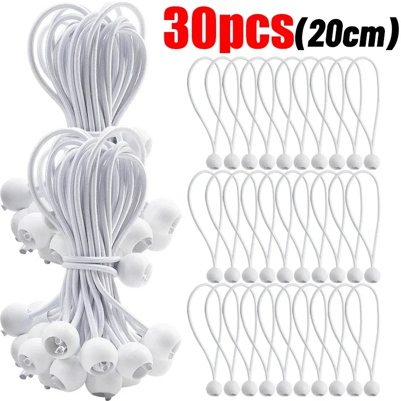 Sandows à boule blancs pour bâche, auvent et toile d'ombrage, 10 à 20 cm