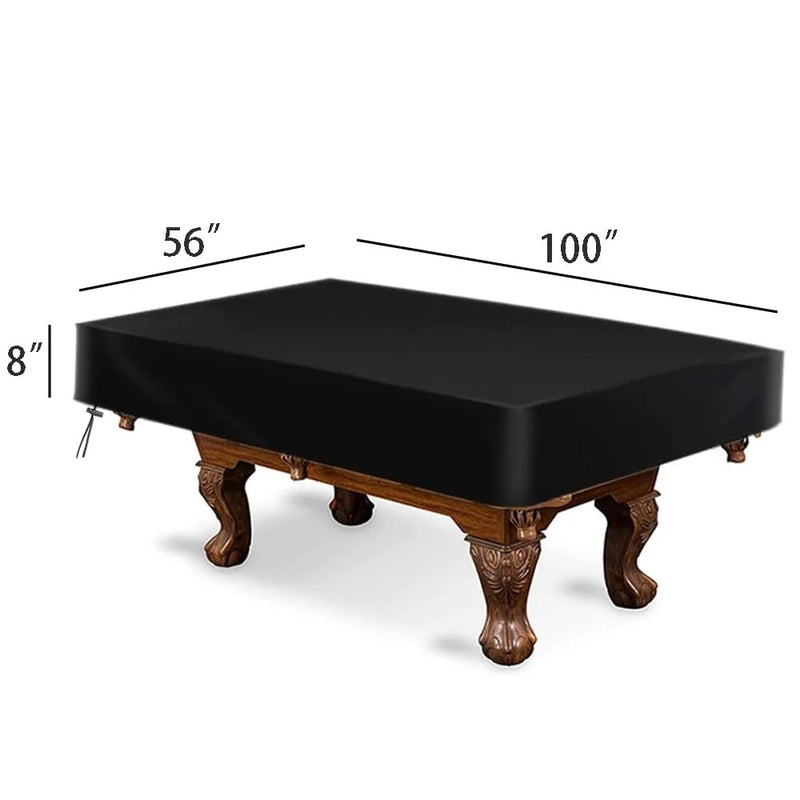 Housse billard noire ajustée imperméable et anti-UV, tissu Oxford enduit PU, 7, 8 ou 9 pieds
