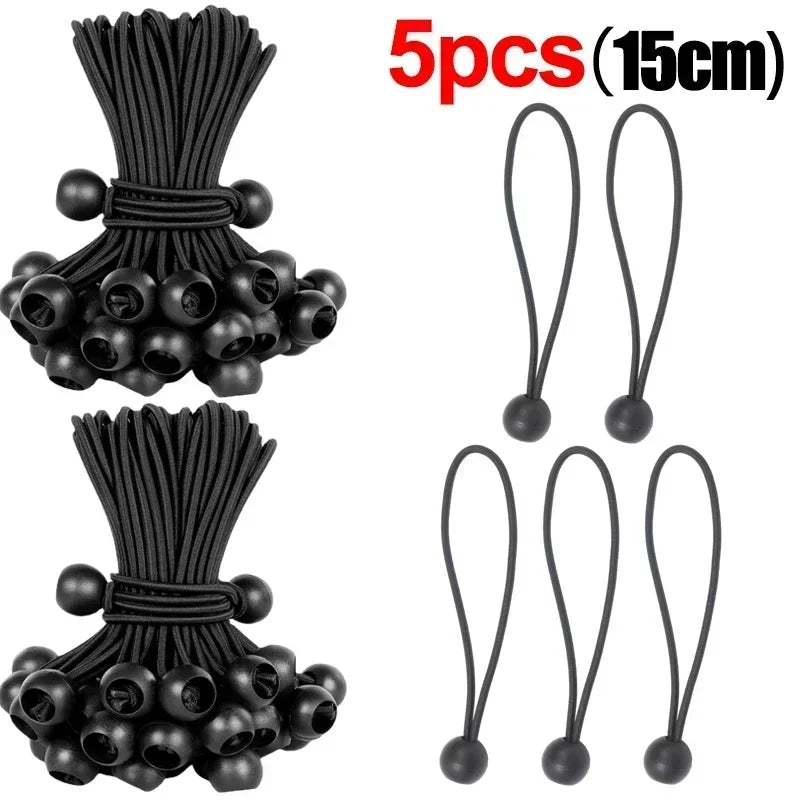 Sandow à boule noir pour bâche et auvent, 10 ou 15 cm, 5 à 50 pièces