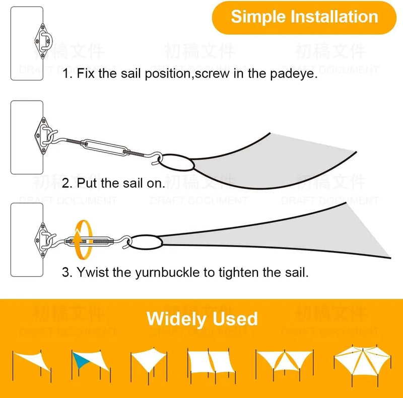 Kit de fixation voile d'ombrage M6 en acier inoxydable 304, 40, 44 ou 80 pièces