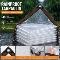 Bâche transparente épaisse avec œillets, corde et 4 mousquetons pour enclos de patio, de 2 x 2 à 4 x 4 m