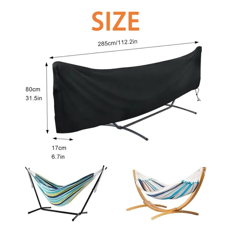 Housse de hamac sur support imperméable et anti-UV, noire, 285 x 80 x 17 cm