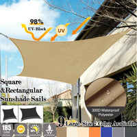 Voile d'ombrage rectangulaire anti-UV pour patio et terrasse, polyester 185 g/m², 7 coloris