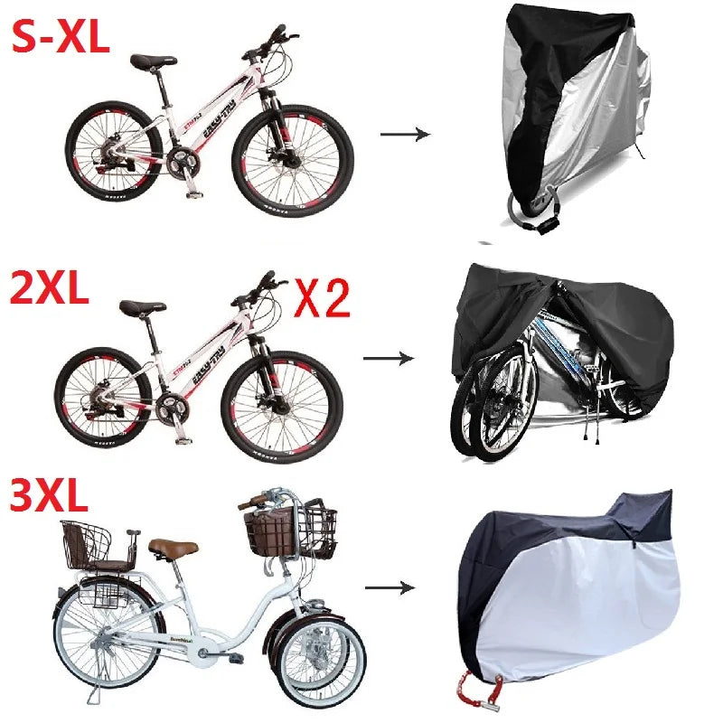 Housse de vélo extérieur Oxford 210D imperméable, noire ou argent, 6 tailles du S au XXXL