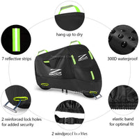Housse moto pour Kawasaki Z900, polyester 300D imperméable, anti-UV, 7 bandes réfléchissantes vertes