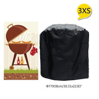 Housse barbecue ronde et rectangulaire en Oxford polyester noir imperméable, 8 tailles de 4XS à XL