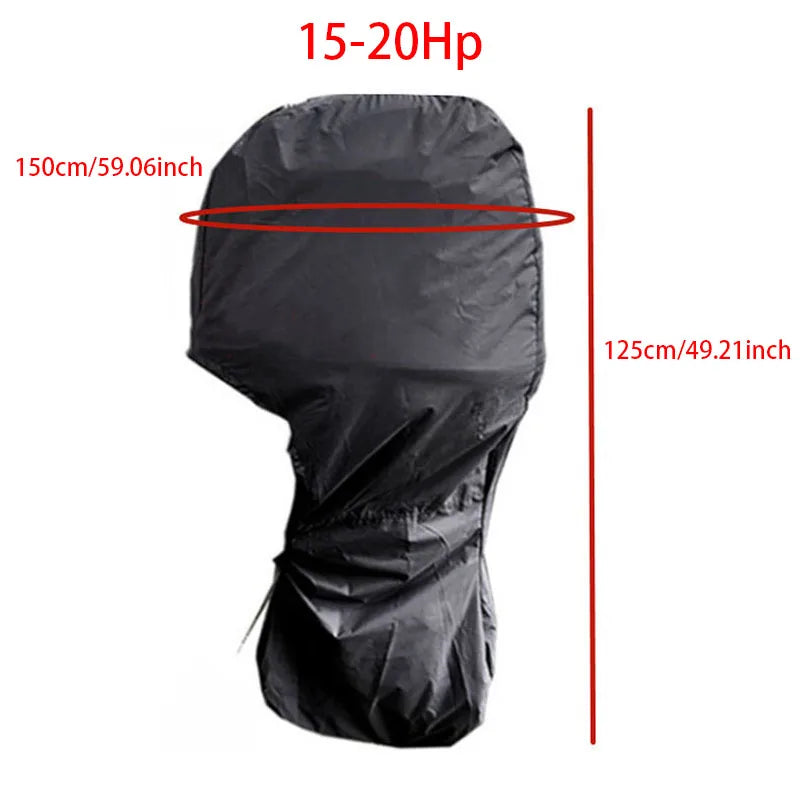 Housse de protection moteur hors-bord noire anti-poussière, Oxford 420D, 6 à 225 HP