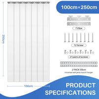 Rideau à lanières PVC transparent en kit, bandes lisses ou nervurées, largeur 91 à 183 cm