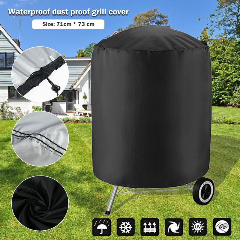 Housse barbecue ronde imperméable en Oxford 210D à cordon de serrage, Ø 71 cm, hauteur 73 cm