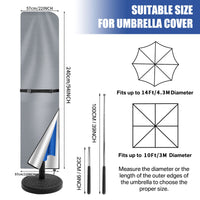 Housse parasol déporté forme banane ou droite avec perche télescopique et pochette, Oxford imperméable