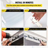 Lanière de rideau PVC transparente pour porte et climatisation, 18 cm x 1,90 à 2,50 m