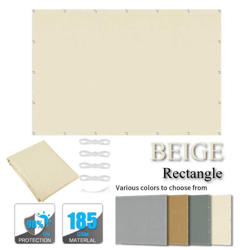 Voile d'ombrage rectangulaire imperméable avec œillets, polyester, 2 x 2 à 4 x 5 m