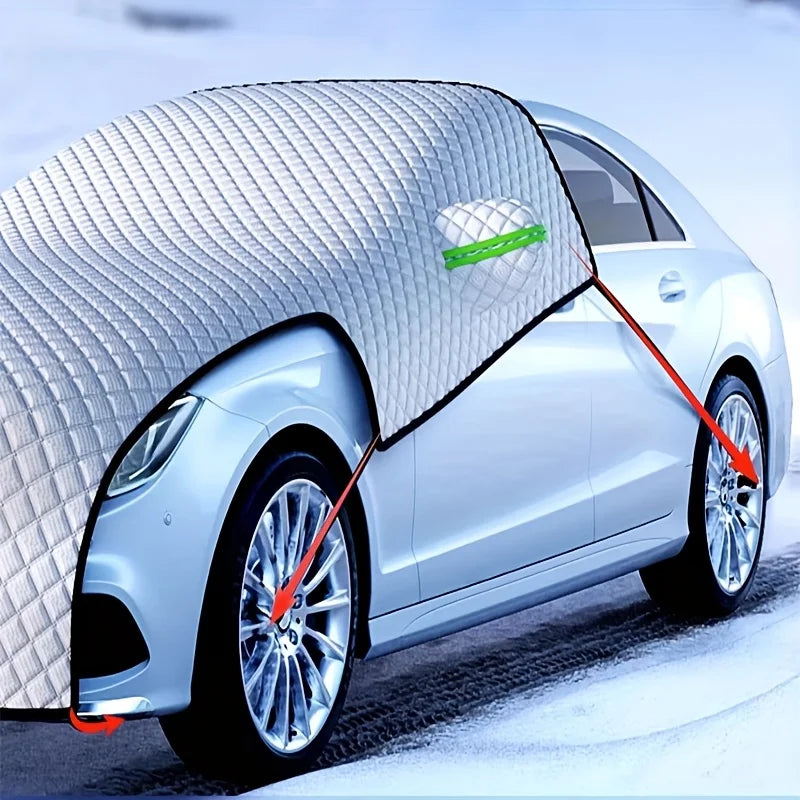 Bâche anti-grêle voiture demi-housse étanche pour pare-brise et capot, 225 x 240 cm